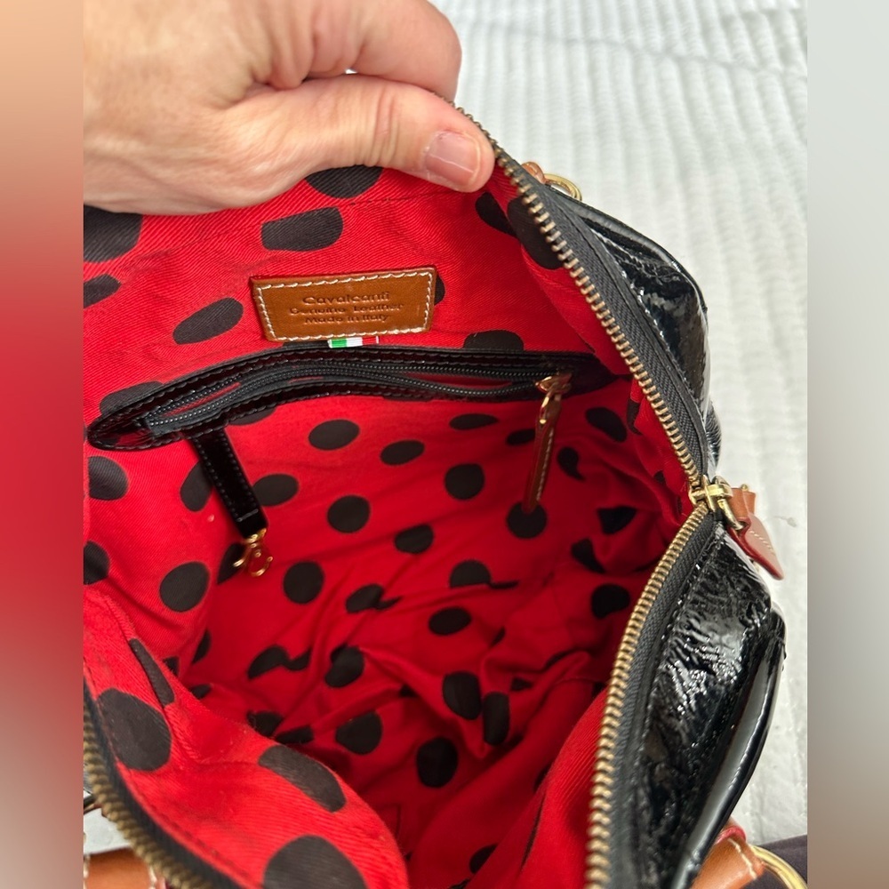 Cavalcanti handbag Black Quilted Leather Red Polka dot Brown Leather - Picture 7 of 11